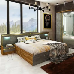 Letto matrimoniale 160x200 rovere e grigio LU37