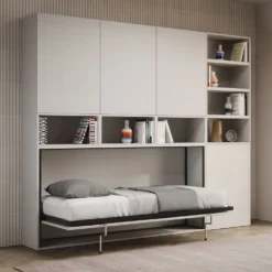 Letto singolo bianco frassino a scomparsa KNDE