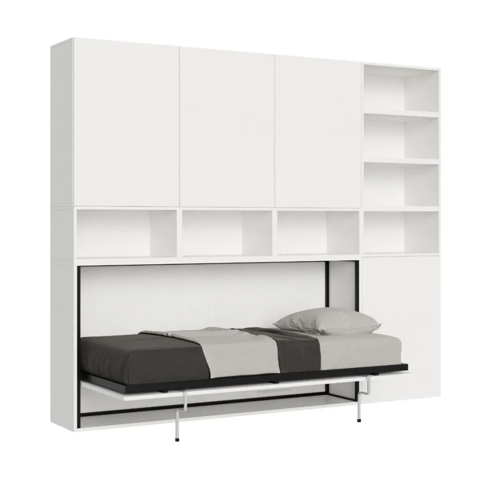 Letto singolo bianco frassino a scomparsa KNDE