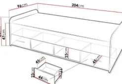 Letto singolo con cassetti contenitori LP2