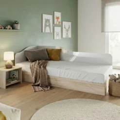Letto singolo con contenitore ad angolo 82x190 LI 2004
