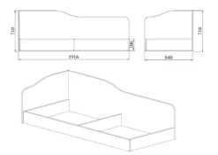 Letto singolo con contenitore ad angolo 82x190 LI 2004