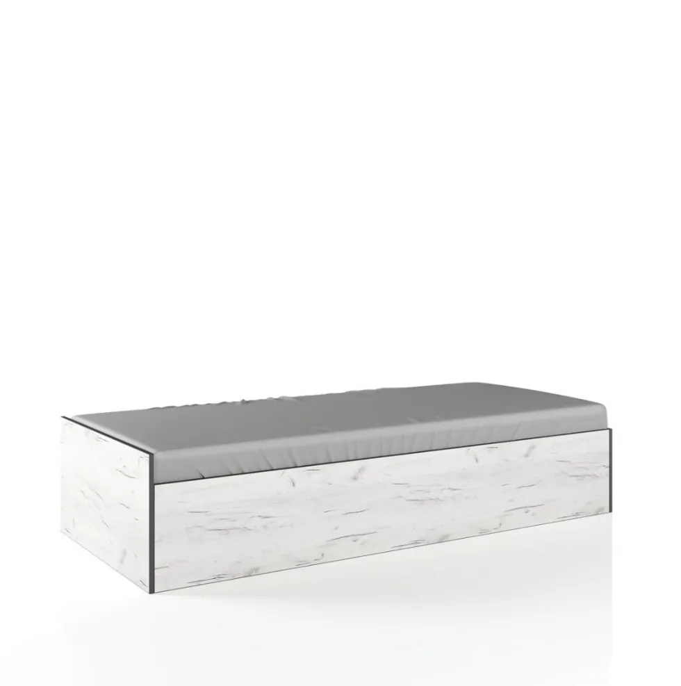Letto singolo contenitore 90x200cm legno bianco LI27