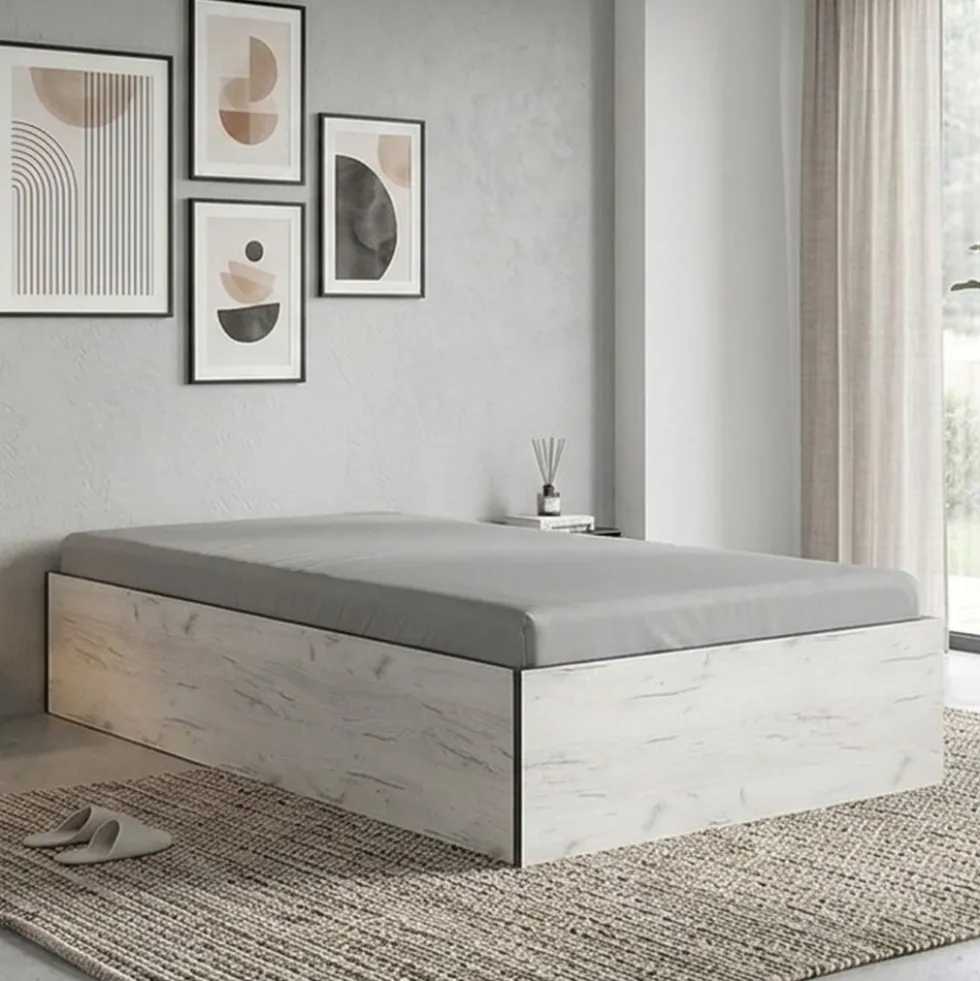 Letto singolo contenitore 90x200cm legno bianco LI27