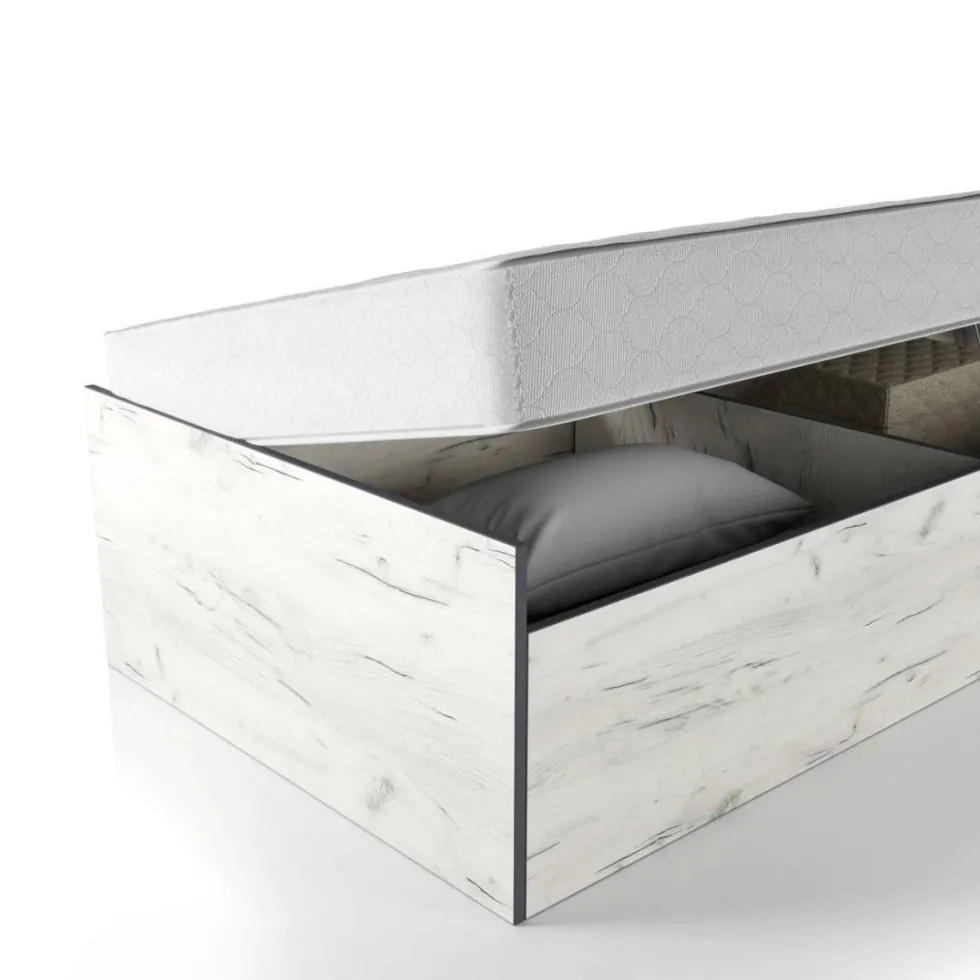 Letto singolo contenitore 90x200cm legno bianco LI27