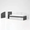 Letto singolo moderno 90x200 bianco lucido e antracite lucido LG61