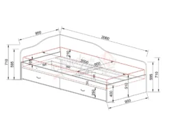 Letto singolo 90x200 con cassetti LI11