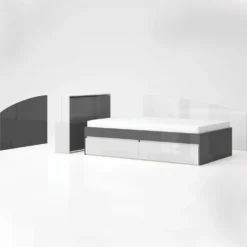 Letto una piazza e mezza moderno 120x200 bianco lucido e antracite lucido LG62