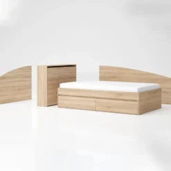Letto una piazza e mezza moderno 120x200 rovere LG62