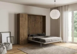 Letto una piazza e mezzo a scomparsa con pensile a colonna KNT5