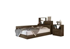 Letto una piazza e mezzo con cassetti noce LI3