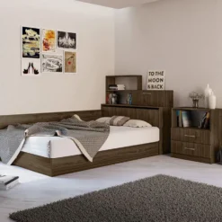 Letto una piazza e mezzo con cassetti noce LI3