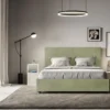 Letto 140x210cm alla francese con giroletto in microfibra tè verde LIT297