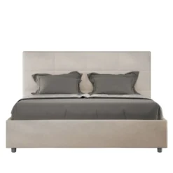 Letto 140x210cm alla francese con giroletto in microfibra sabbia beige LIT297