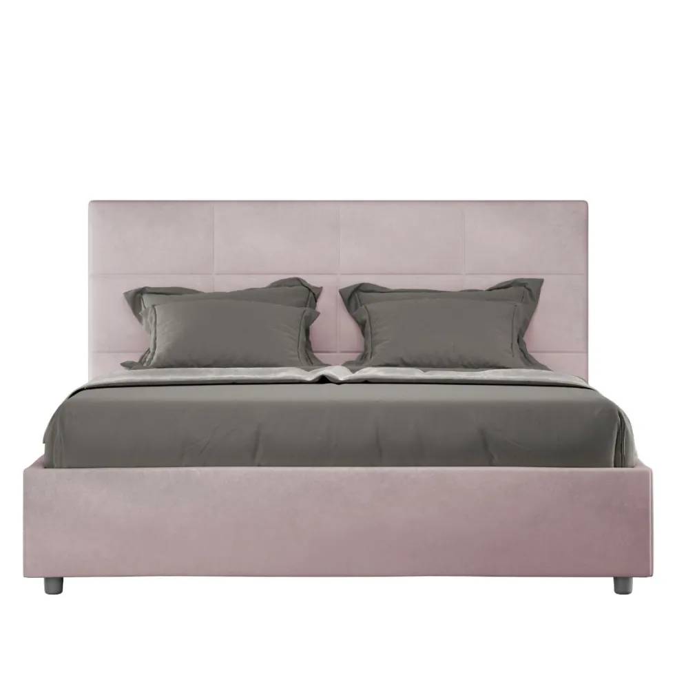 Letto 140x210cm alla francese con giroletto in microfibra glicine lilla LIT297