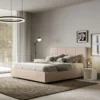 Letto 140x210cm alla francese con giroletto in similpelle tortora LIT295