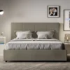 Letto 140x190cm alla francese con giroletto in similpelle cappuccino LIT287