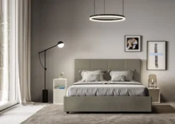 Letto 140x190cm alla francese con giroletto in similpelle cappuccino LIT287
