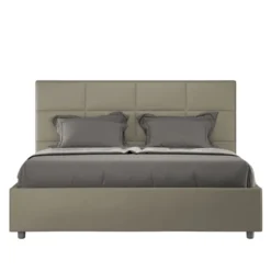 Letto 140x190cm alla francese con giroletto in similpelle cappuccino LIT287