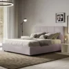 Letto 140x190cm alla francese con giroletto in microfibra glicine lilla LIT289