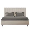 Letto 140x200cm alla francese con testiera trapuntata in microfibra sabbia beige LIT329