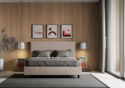 Letto 140x200cm alla francese con testiera trapuntata tortora LIT301