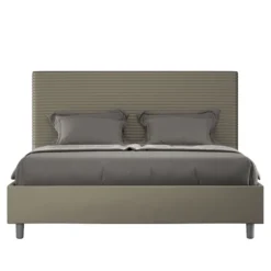 Letto 140x190cm alla francese con testiera trapuntata cappuccino LIT299