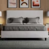 Letto 140x190cm alla francese con testiera trapuntata bianco LIT299