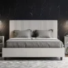Letto 140x210cm alla francese con testiera a linee verticali bianco LIT321