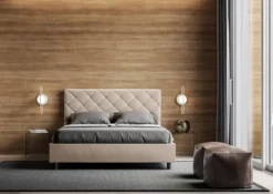 Letto 140x190cm alla francese con testiera a rombo tortora LIT311