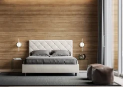 Letto 140x190cm alla francese con testiera a rombo bianco LIT311