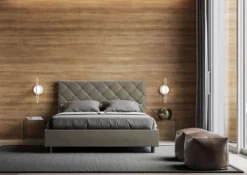 Letto 140x210cm alla francese con testiera a rombo cappuccino LIT315