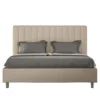 Letto 140x190cm alla francese con testiera trapuntata in similpelle tortora LIT323