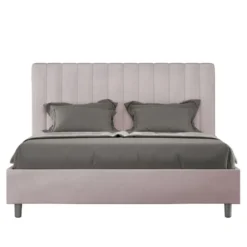 Letto 140x190cm alla francese con testiera trapuntata in microfibra glicine lilla LIT325