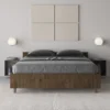 Letto 140x200cm alla francese con testiera effetto legno noce LIT337