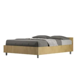 Letto 140x190cm alla francese con testiera effetto legno quercia LIT335
