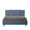 Letto 140x210cm alla francese con tre bottoni in microfibra blu LIT285