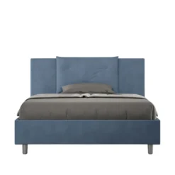 Letto 140x210cm alla francese con tre bottoni in microfibra blu LIT285