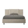Letto 140x190cm alla francese con tre bottoni in microfibra sabbia beige LIT281