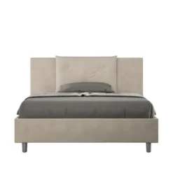 Letto 140x190cm alla francese con tre bottoni in microfibra sabbia beige LIT281