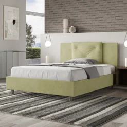 Letto 140x200cm alla francese con tre bottoni in microfibra tè verde LIT283