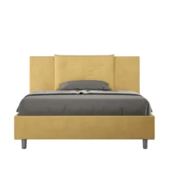 Letto 140x200cm alla francese con tre bottoni in microfibra ocra LIT283