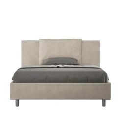 Letto 140x210cm alla francese giroletto imbottito in microfibra sabbia beige LIT279