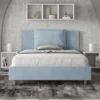 Letto 140x210cm alla francese giroletto imbottito in microfibra azzurro LIT279