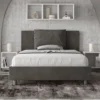 Letto 140x190cm alla francese giroletto imbottito in microfibra grigio LIT275
