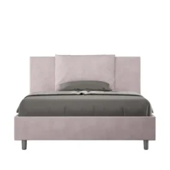 Letto 140x190cm alla francese giroletto imbottito in microfibra glicine lilla LIT275
