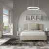 Letto 140x200cm alla francese giroletto imbottito in microfibra sabbia beige LIT277