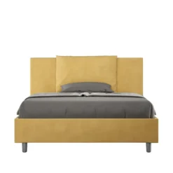 Letto 140x200cm alla francese giroletto imbottito in microfibra ocra LIT277