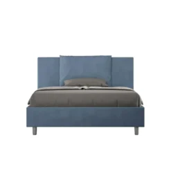 Letto 140x200cm alla francese giroletto imbottito in microfibra blu LIT277