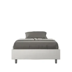 Letto 140x190cm alla francese sommier in similpelle bianco LIT257